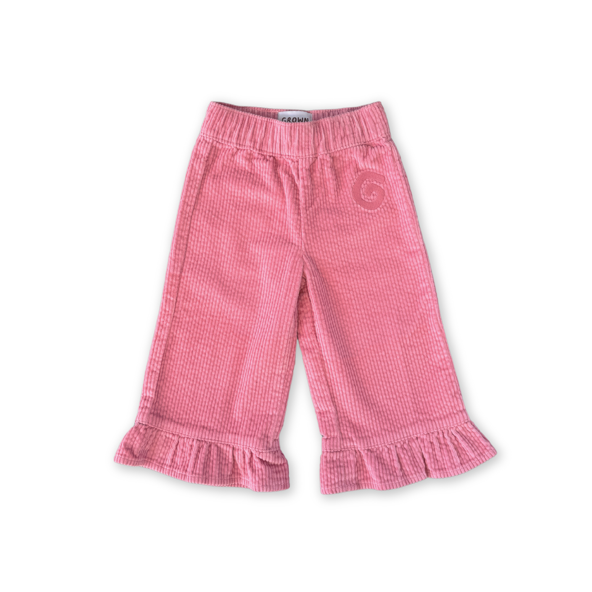 GROWN ORGANIC CORD FRILL PANT: SORBET