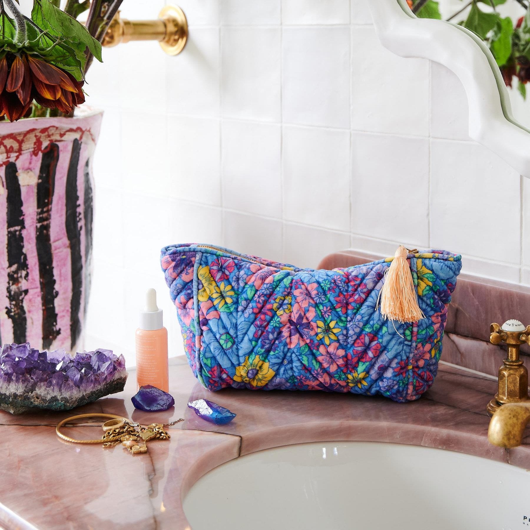 KIP & CO BUNCH OF FUN VELVET TOILETRY BAG