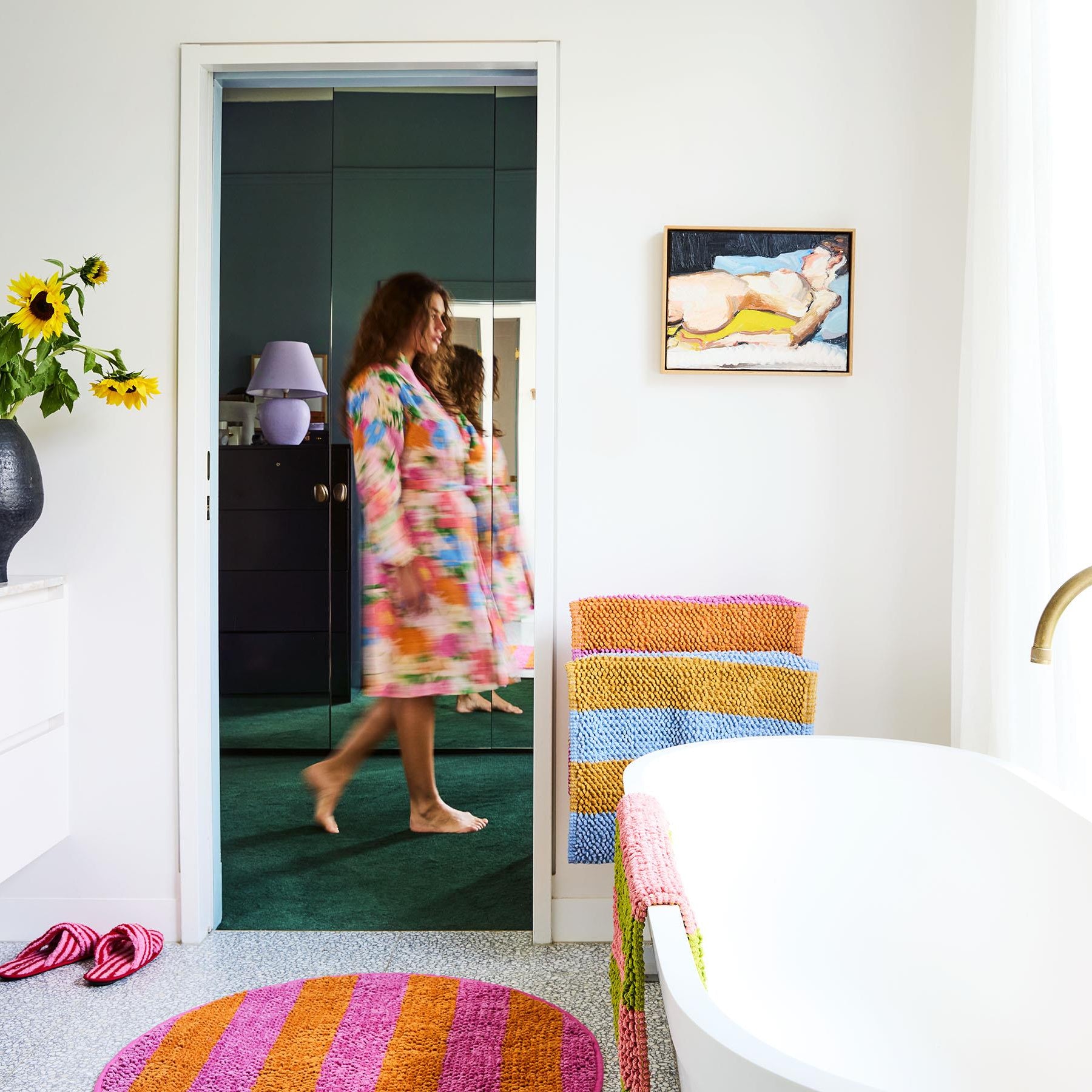 KIP & CO FUN TIMES STRIPE ROUND BATH MAT