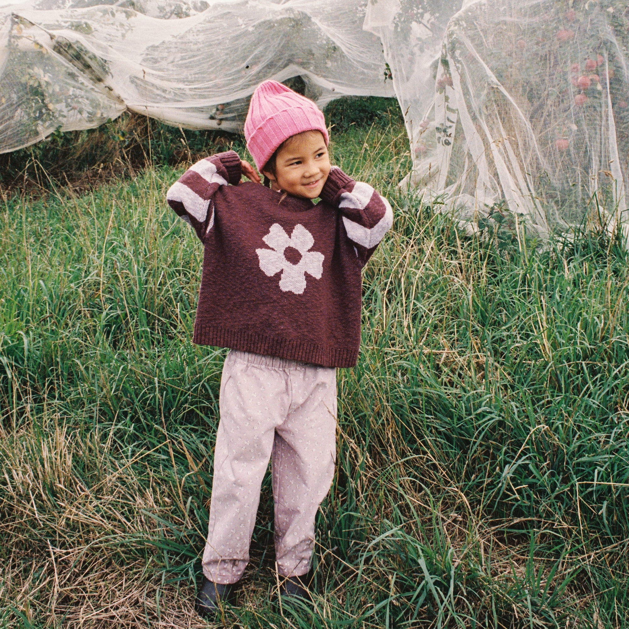 GROWN BLOOM KNIT PULL OVER: PLUM