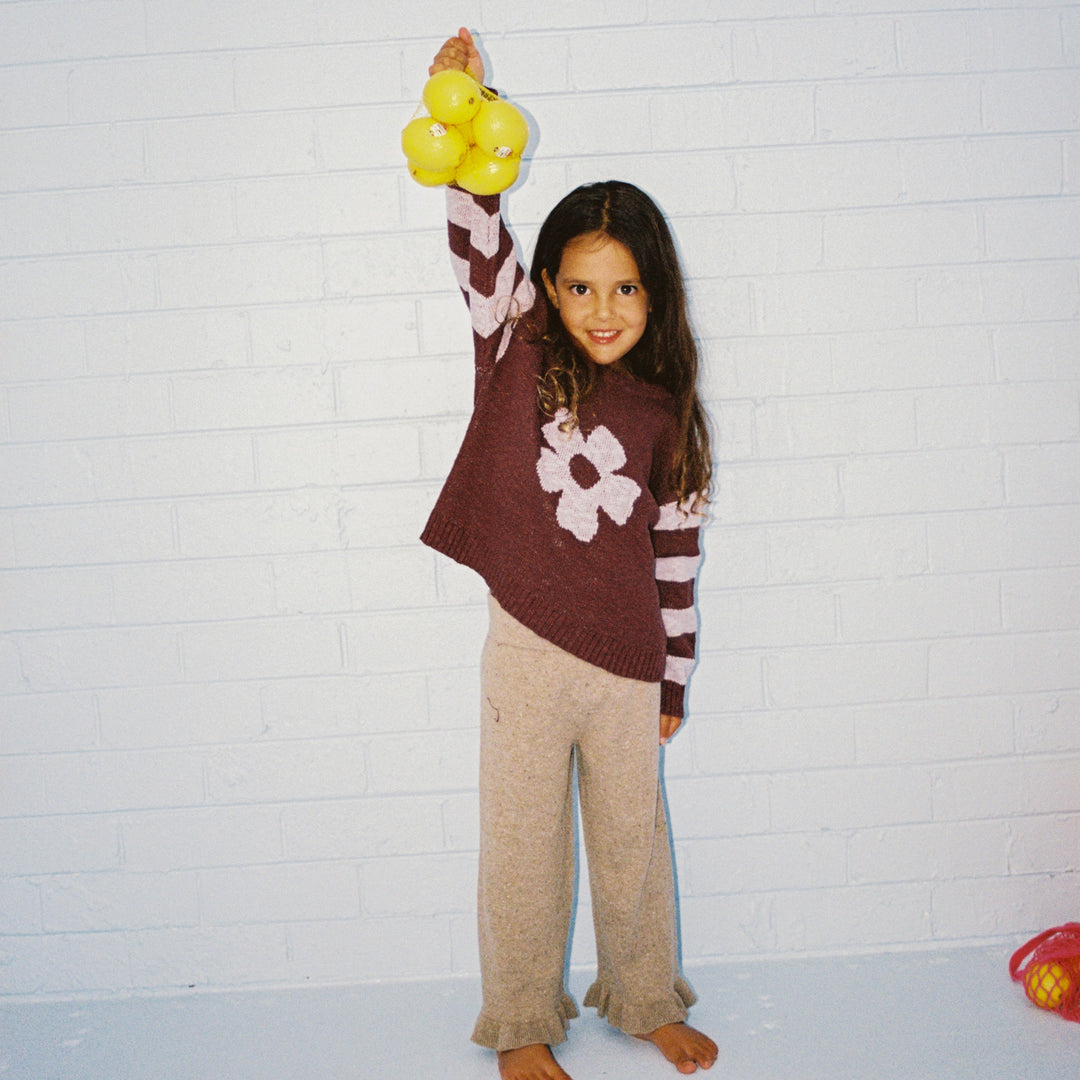 GROWN BLOOM KNIT PULL OVER: PLUM