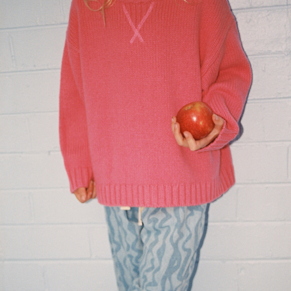 Grown Merino Blend Knit Pull Over Raspberry - kids merino knit jumper