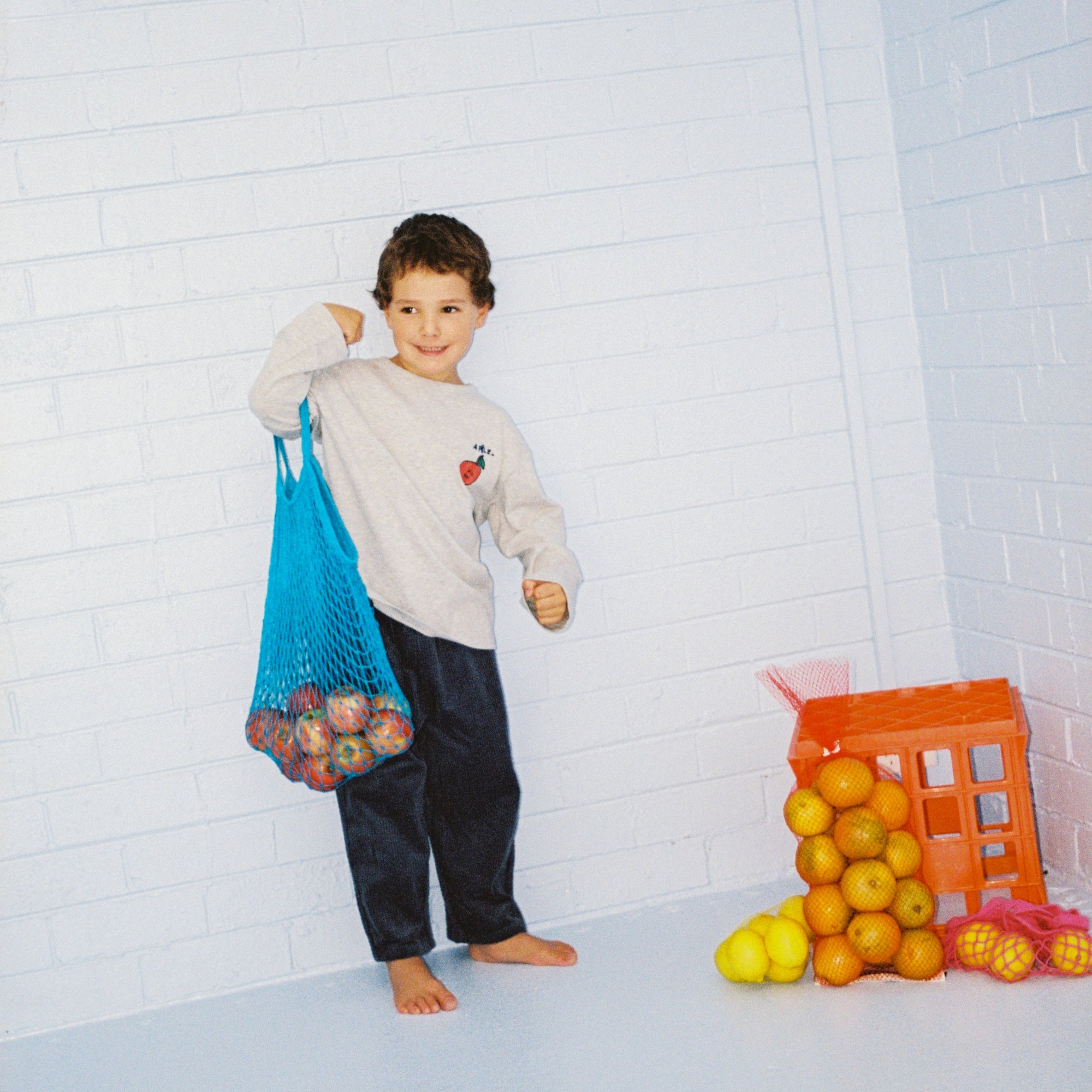 GROWN ORGANIC FRUIT SALAD L/SLEEVE TEE: GREY MARLE