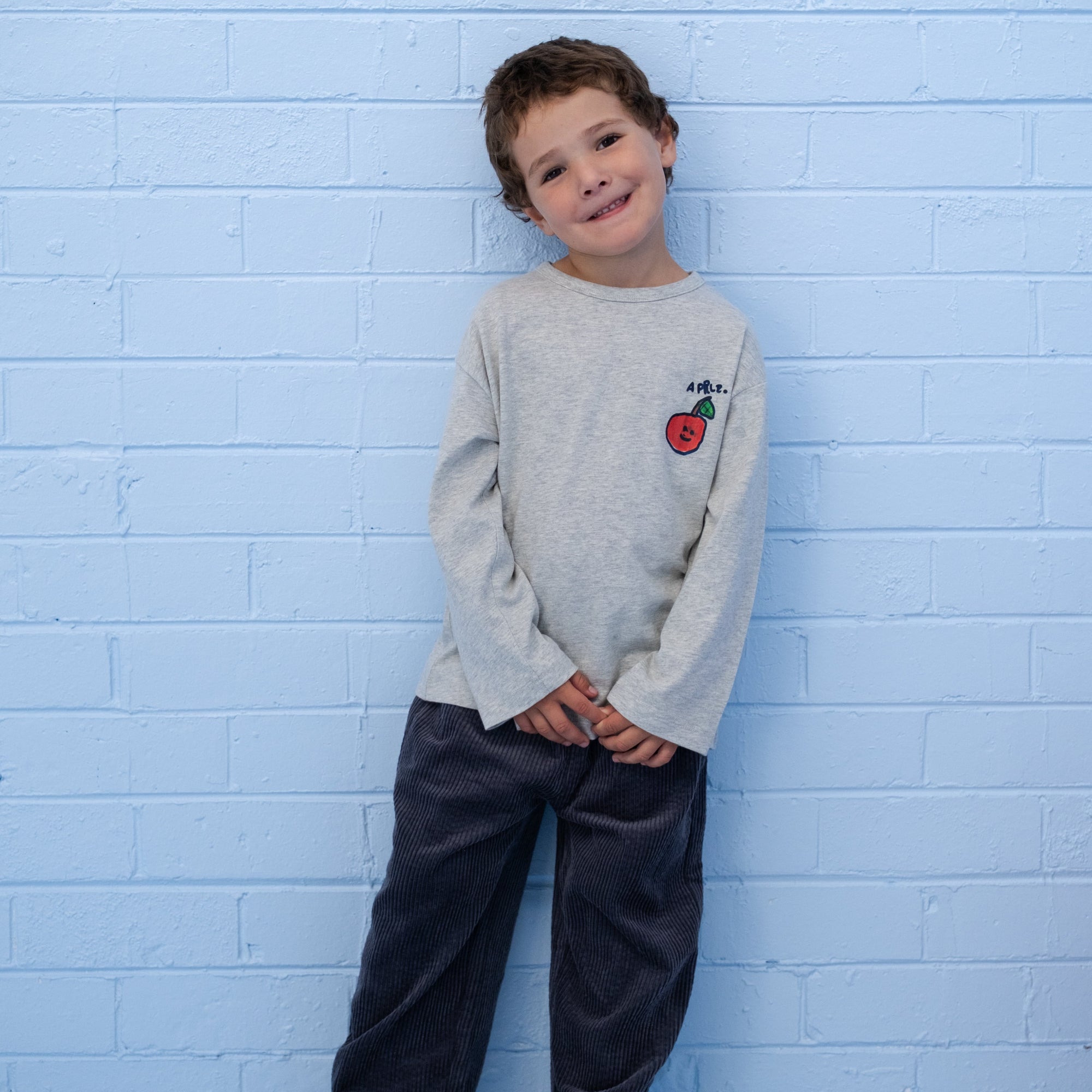 GROWN ORGANIC FRUIT SALAD L/SLEEVE TEE: GREY MARLE