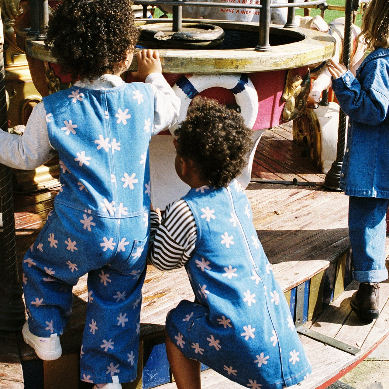 GROWN ORGANIC STARLIGHT EMBROIDERY DENIM JUMPSUIT