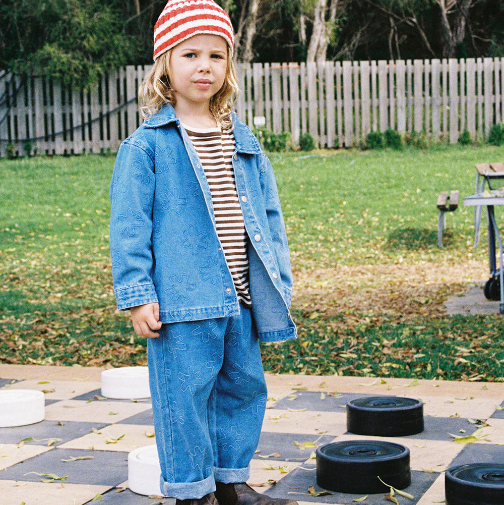 Grown Organic Starlight Embroidery Denim Shirt - kids denim shirt