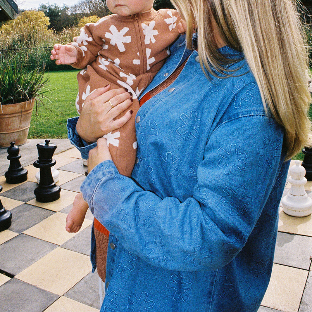 GROWN LADIES ORGANIC STARLIGHT EMBROIDERY DENIM SHIRT JACKET