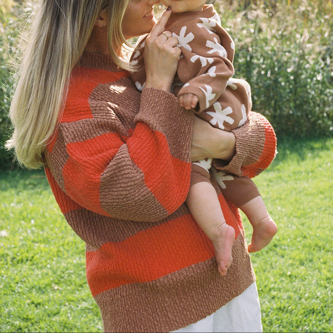 GROWN LADIES ORGANIC TEXTURED RIB PULL OVER: EARTH/SAUCE