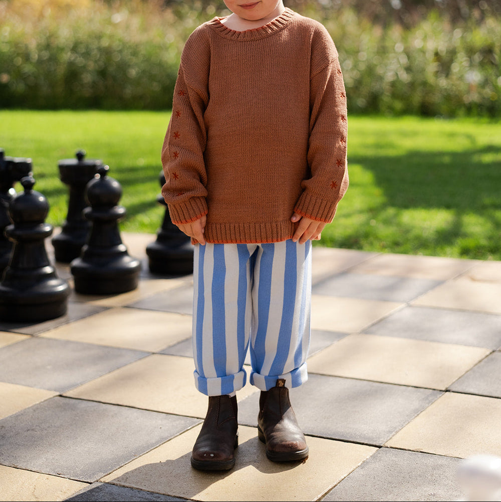 Grown Organic Milano Knit Pant Cobalt Ice - kids knit pants