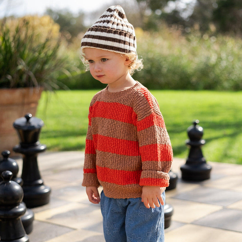 Grown Organic Textured Rib Pull Over Earth & Sauce - kids knit pull over worn