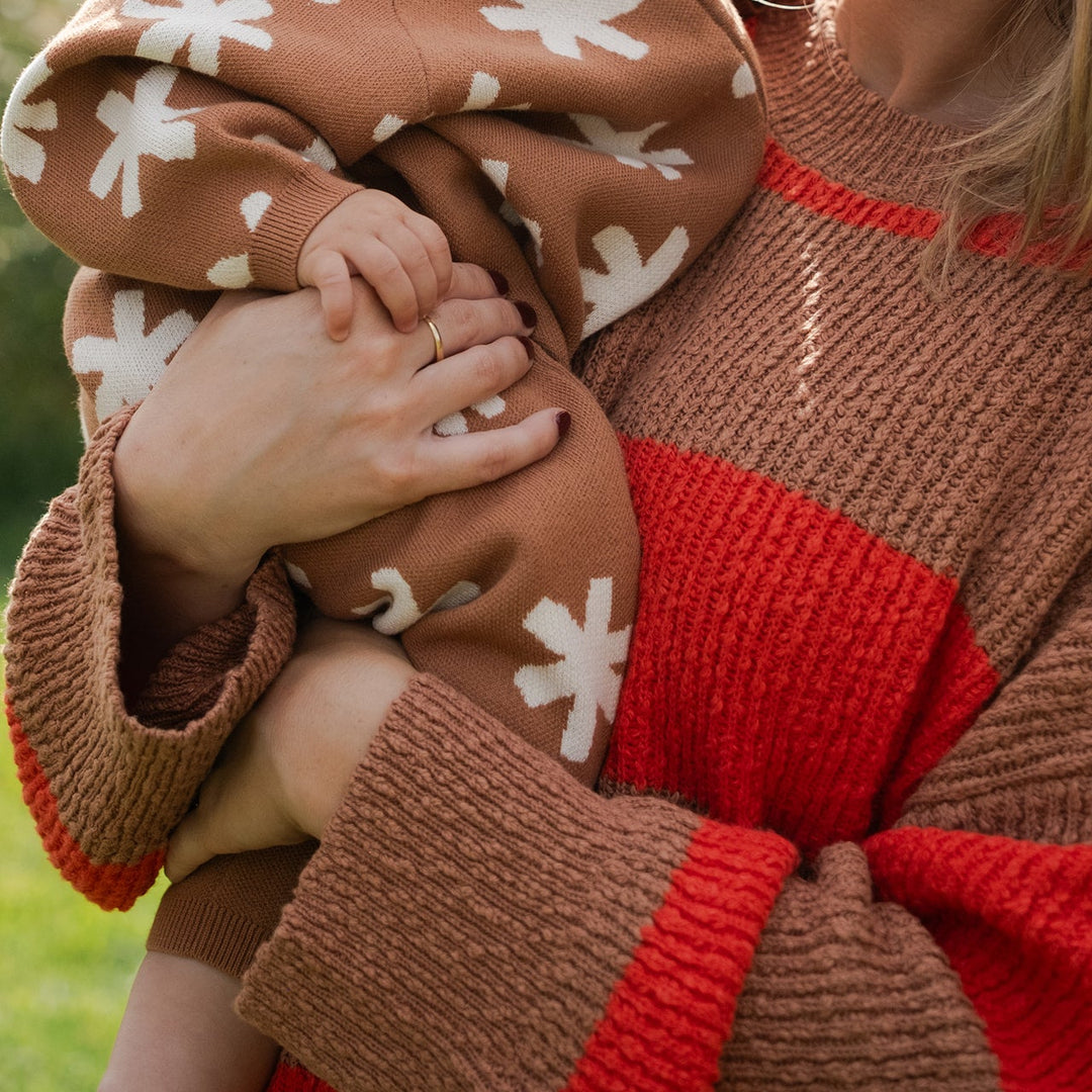 GROWN LADIES ORGANIC TEXTURED RIB PULL OVER: EARTH/SAUCE