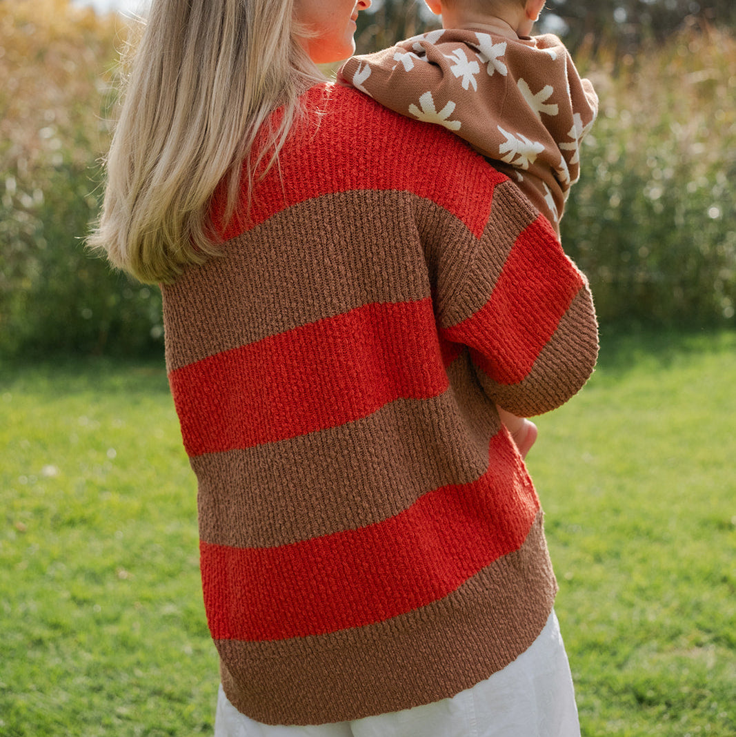 GROWN LADIES ORGANIC TEXTURED RIB PULL OVER: EARTH/SAUCE