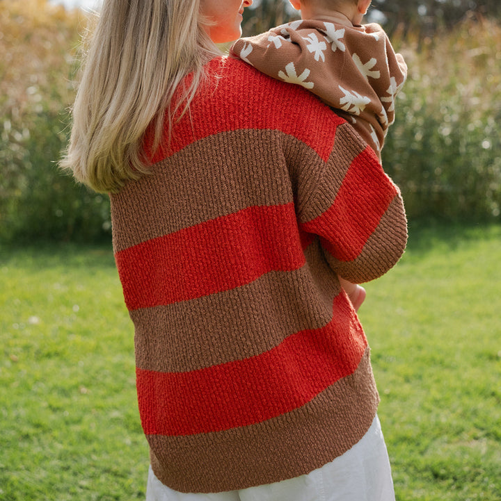 GROWN LADIES ORGANIC TEXTURED RIB PULL OVER: EARTH/SAUCE