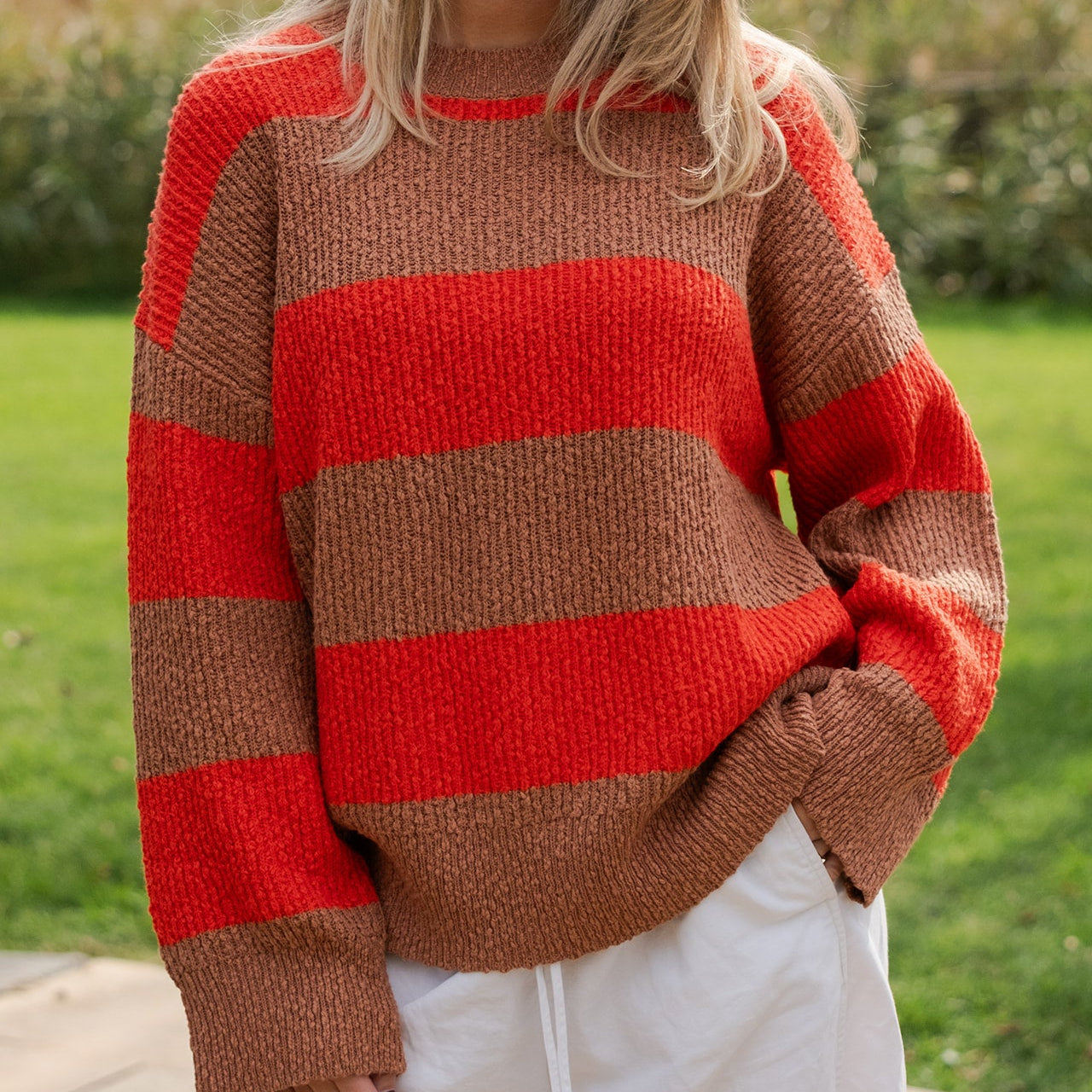 GROWN LADIES ORGANIC TEXTURED RIB PULL OVER: EARTH/SAUCE