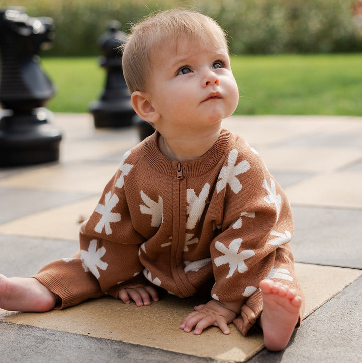 GROWN ORGANIC KNIT ZIP STARSUIT: STARLIGHT