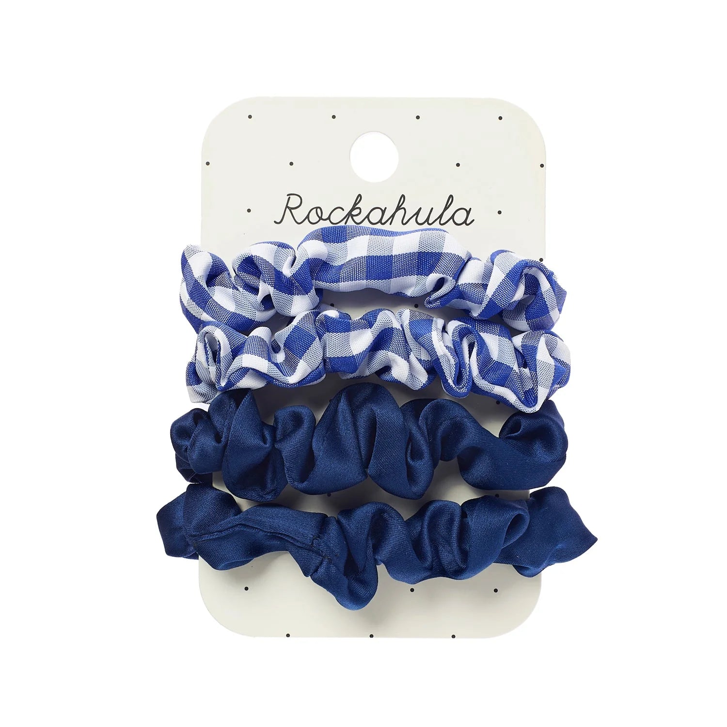 ROCKAHULA KIDS SCHOOL CHECK AND SATIN SCRUNCHIE SET: BLUE