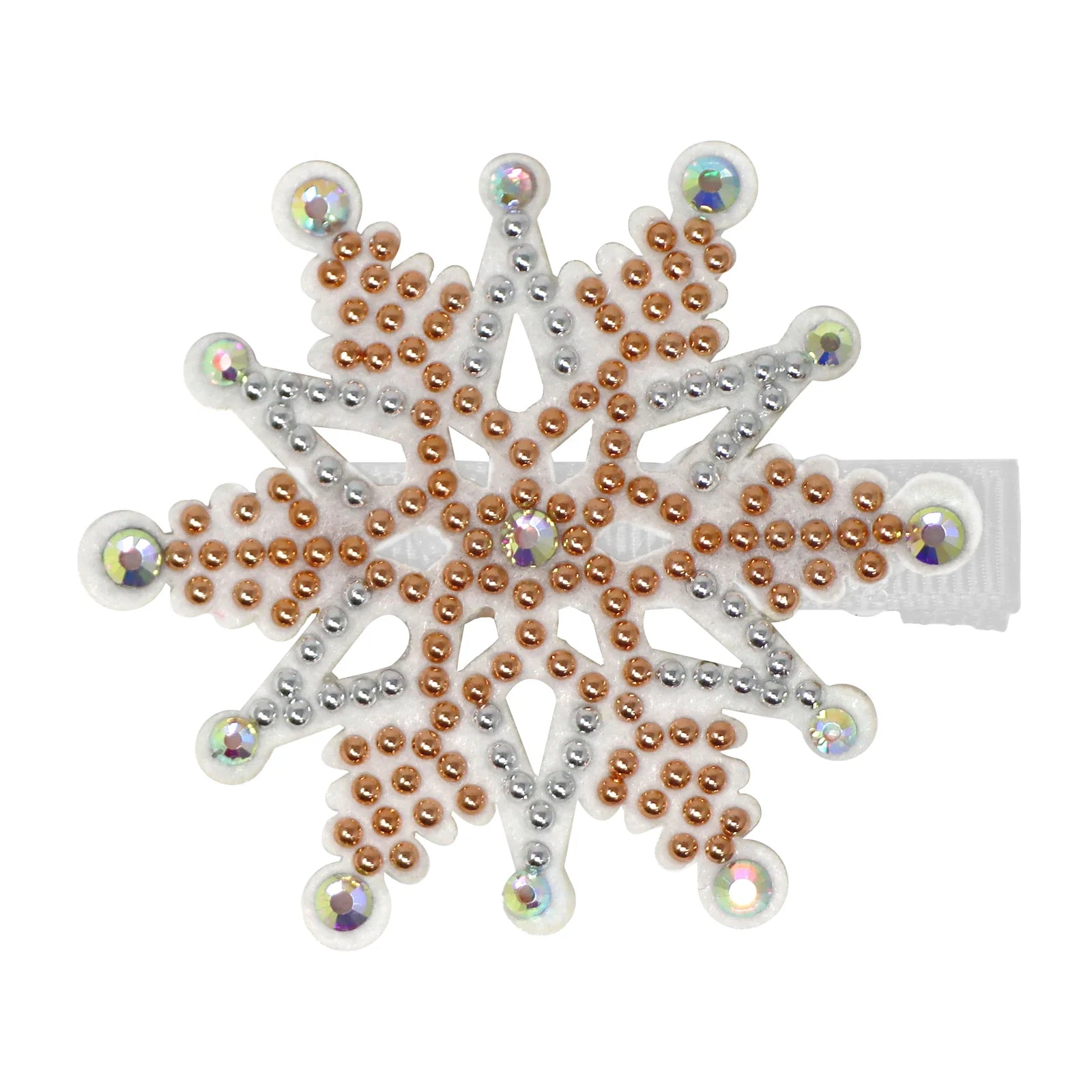 RHINESTONE SNOWFLAKE HAIR CLIP: GOLD