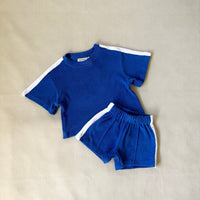 TINY TROVE ATLAS COTTON TERRY TOWELLING SET: ROYAL BLUE