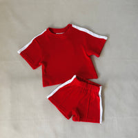 TINY TROVE ATLAS COTTON TERRY TOWELLING SET: APPLE RED