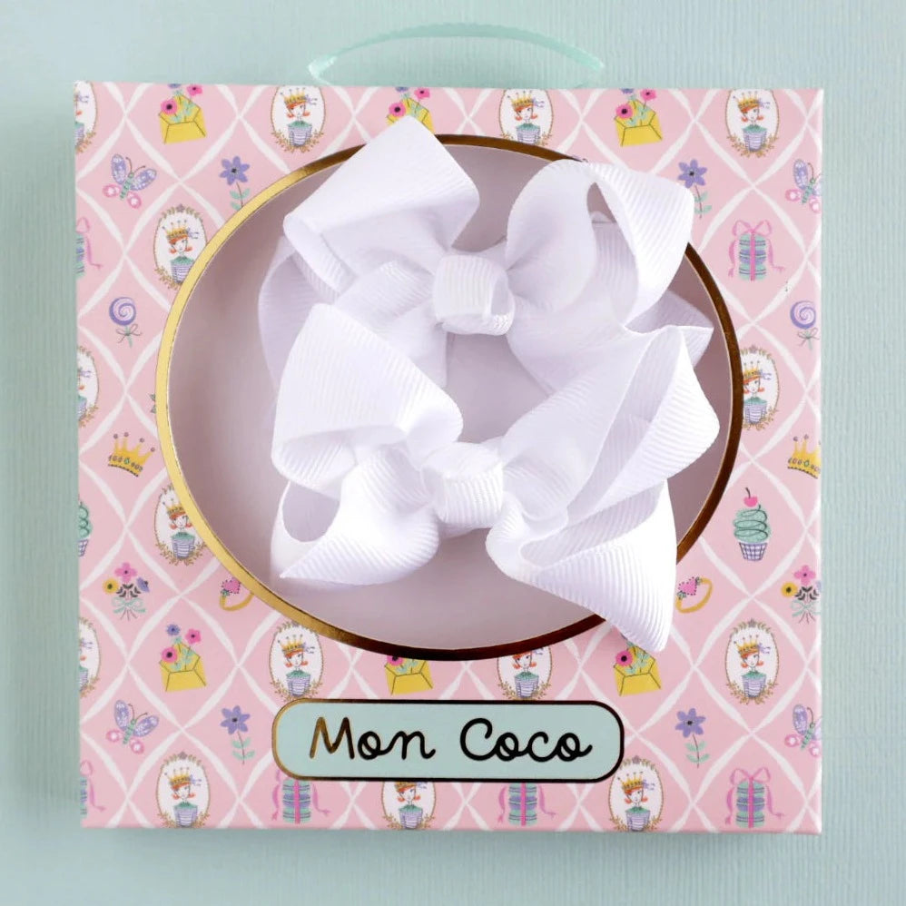 LAUREN HINKLEY MON COCO BOWS 2PC: WHITE