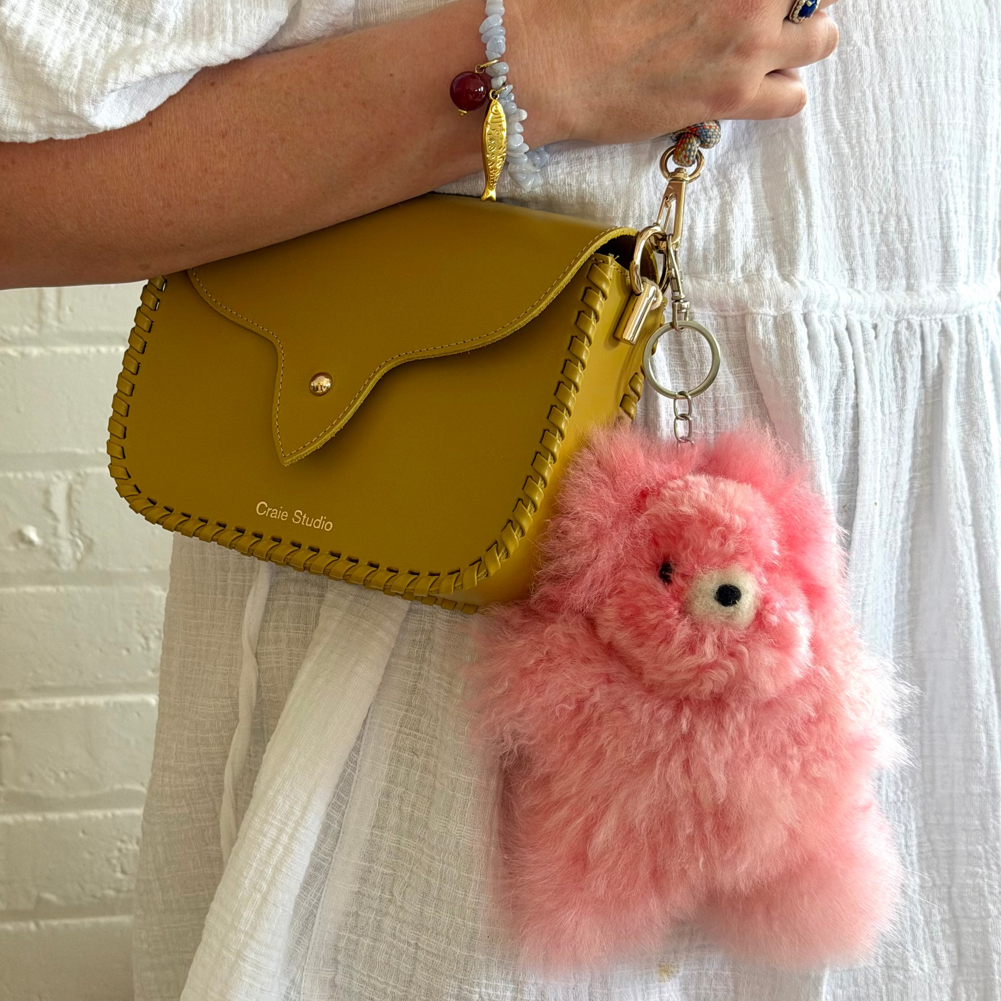 INSPIRED PERU SMALL BEAR KEYCHAIN: PINK