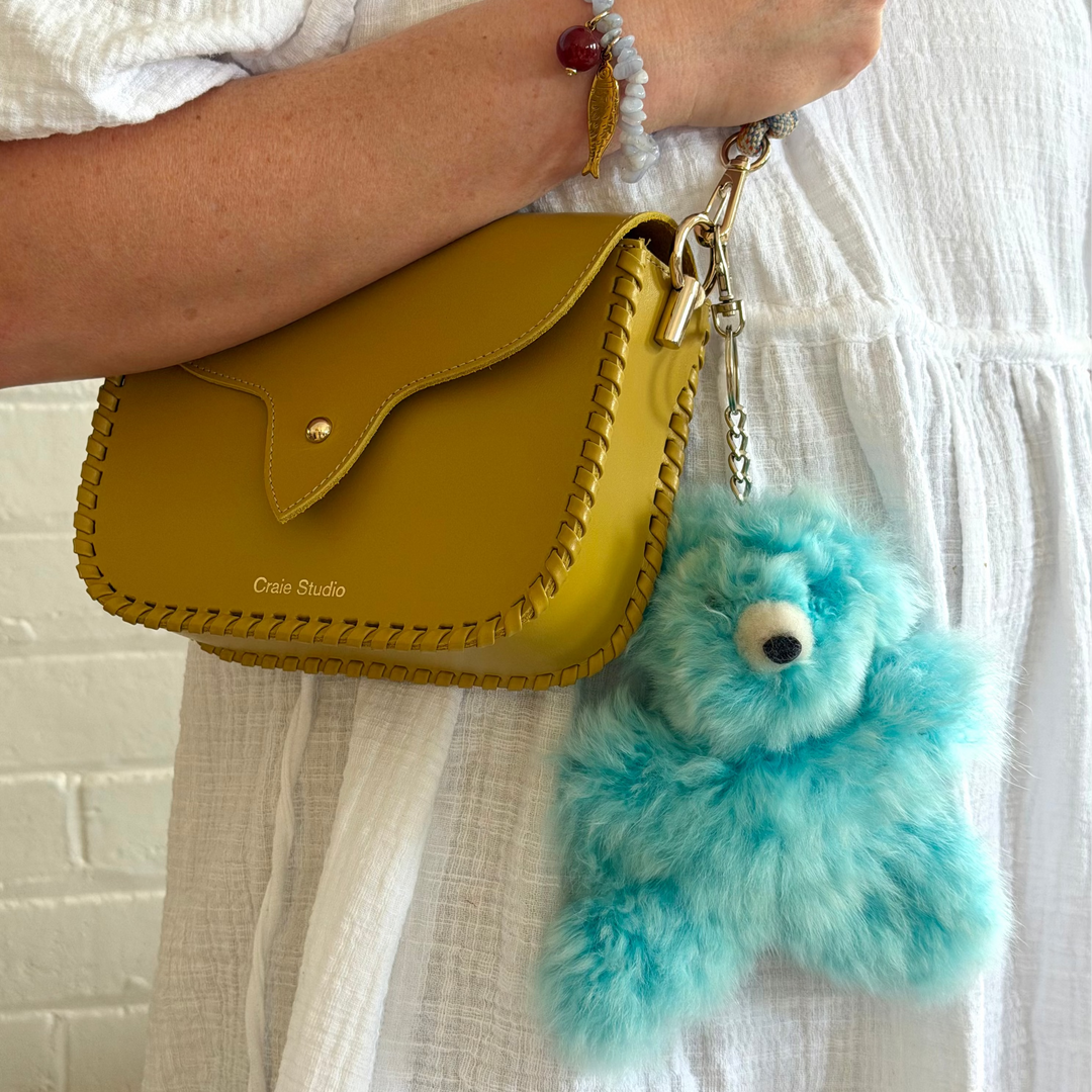 INSPIRED PERU SMALL BEAR KEYCHAIN: AQUA