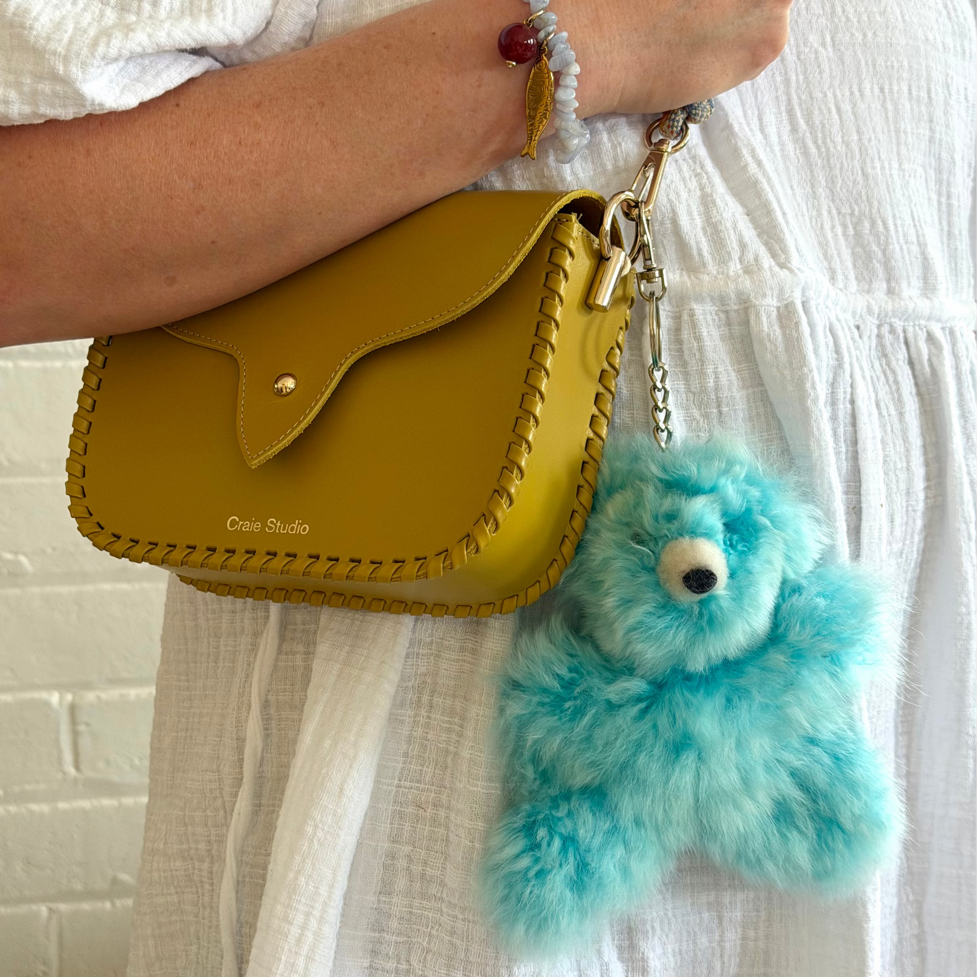 INSPIRED PERU SMALL BEAR KEYCHAIN: AQUA