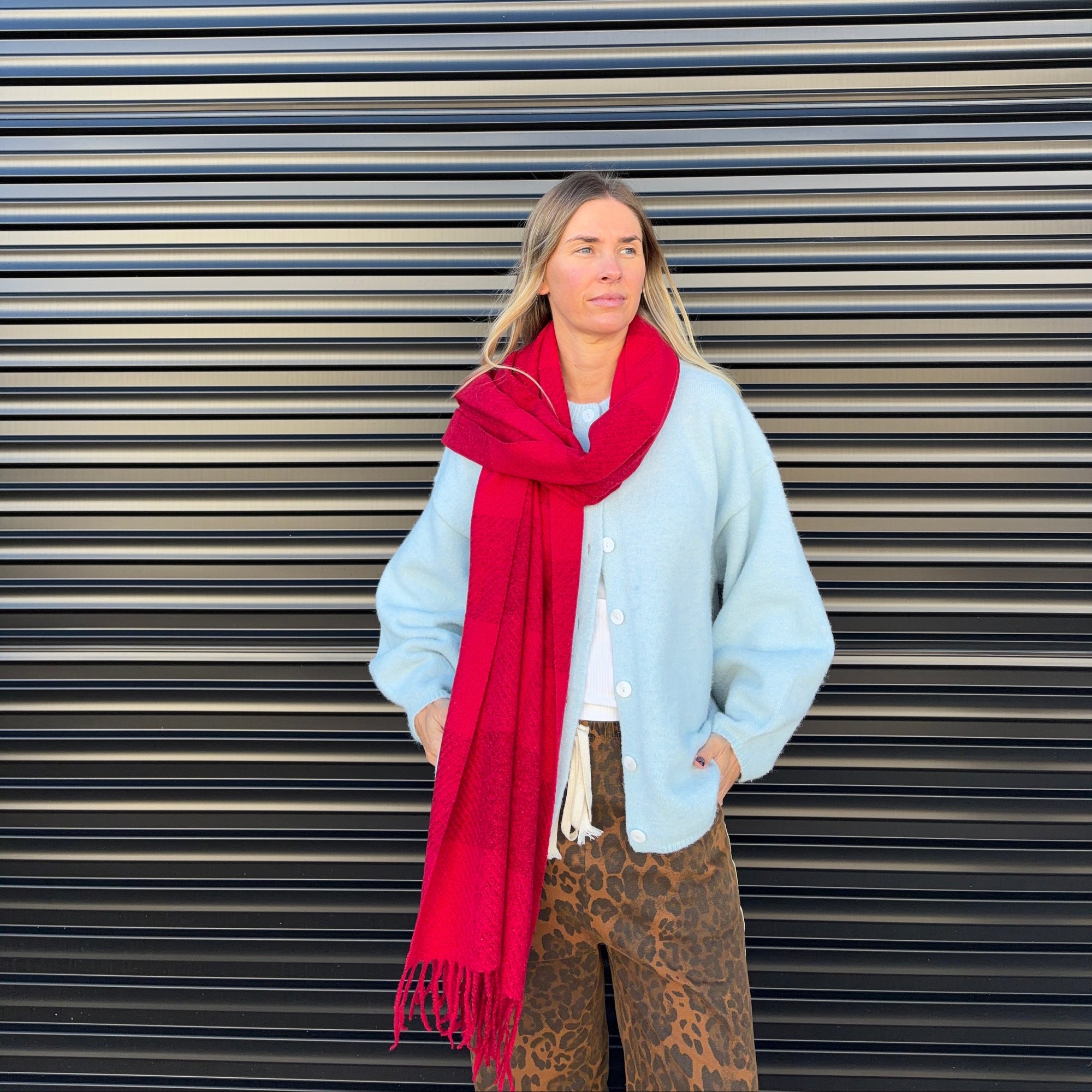 LOLA SCARF:  WINE TWO TONE
