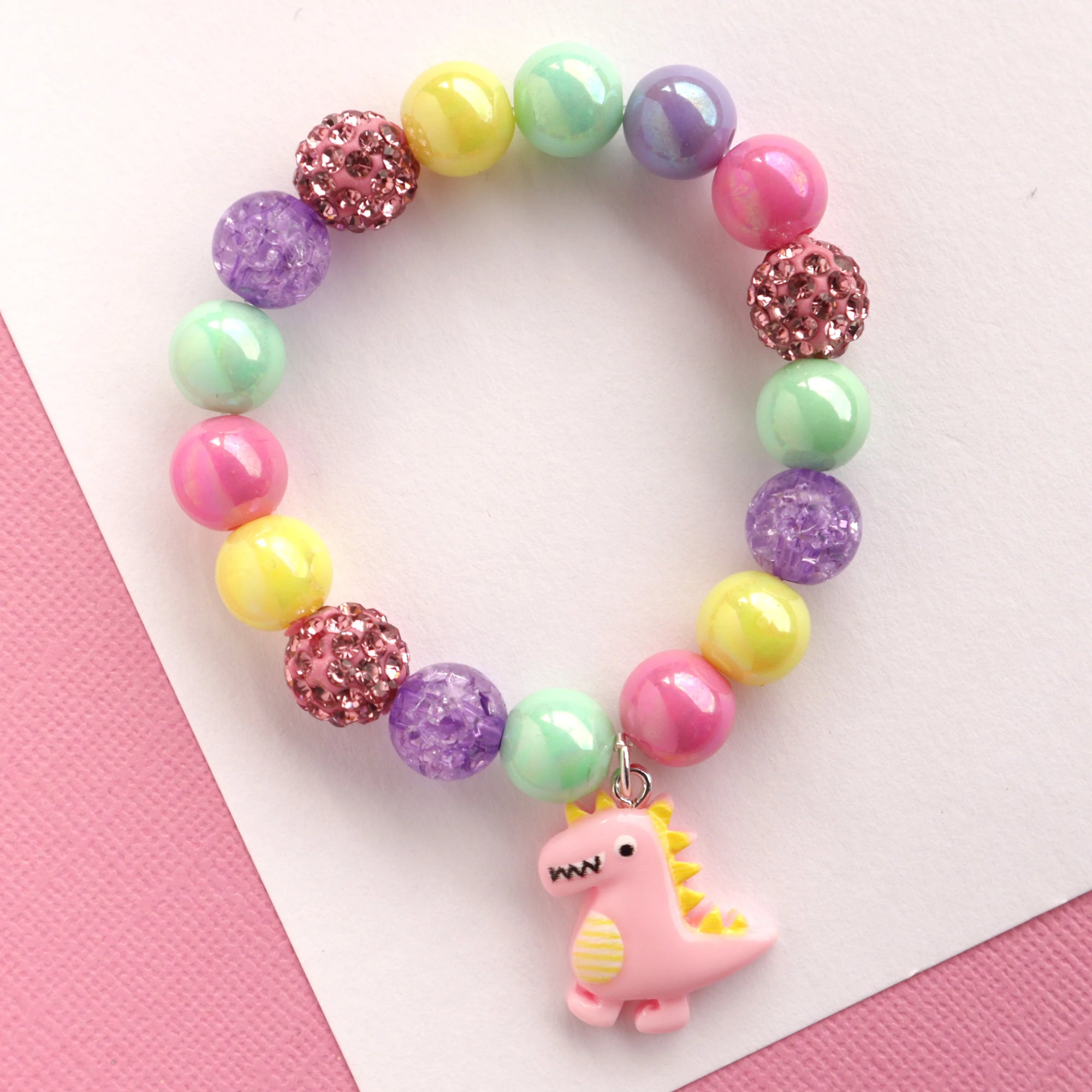 LAUREN HINKLEY PINK DINOSAUR ELASTIC BRACELET