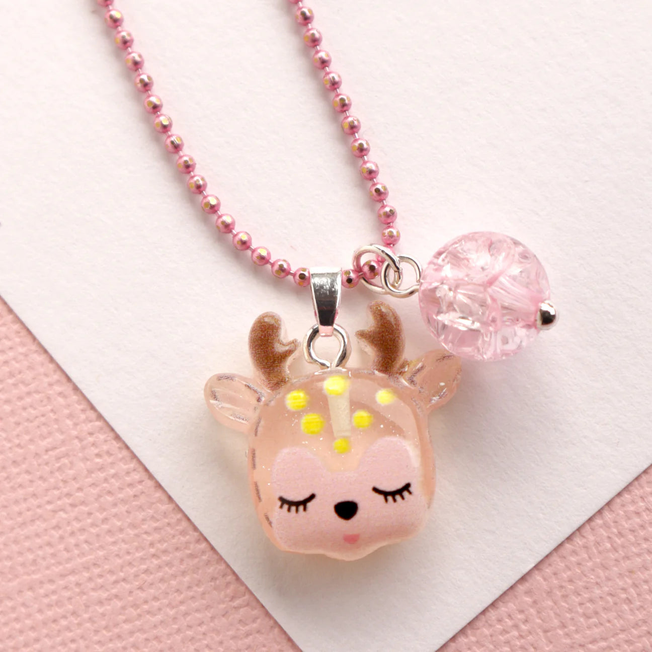 LAUREN HINKLEY PINK REINDEER NECKLACE