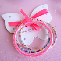 LAUREN HINKLEY HOT PINK GLITTER ELASTIC BRACELETS