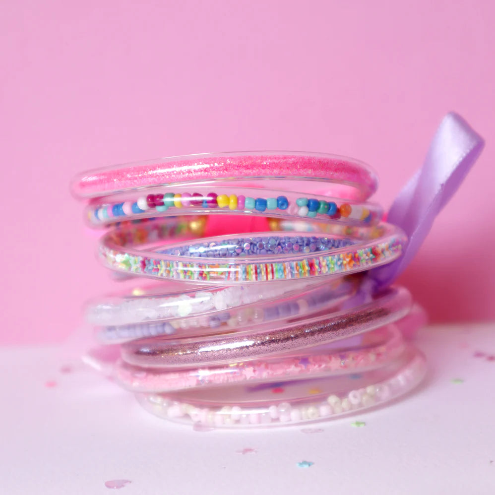 LAUREN HINKLEY MINI HOT PINK GLITTER BANGLES