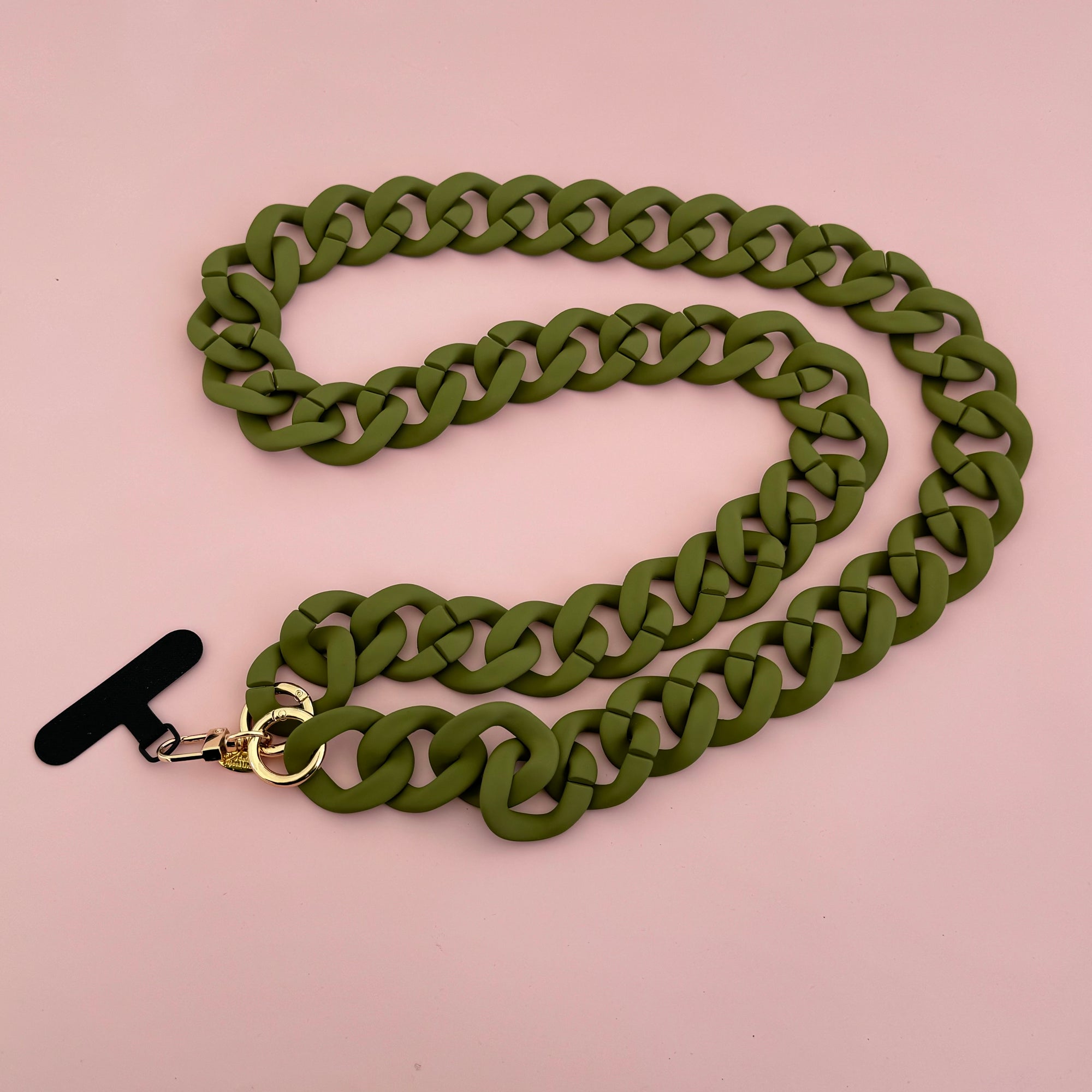 SALTY SAFARI SANTORINI CROSSBODY CHUNKY CHAIN PHONE STRAP: OLIVE