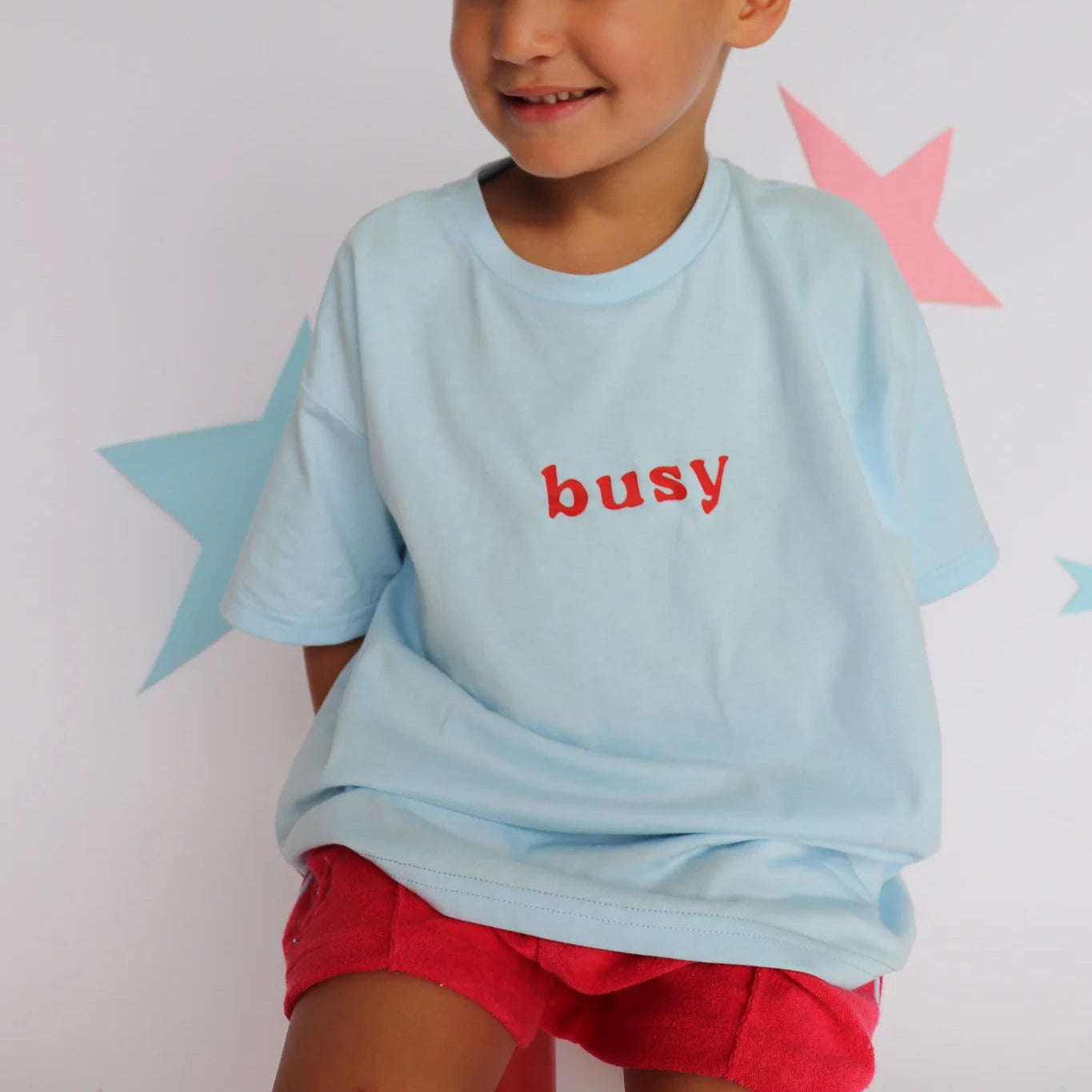 LENN LABEL BUSY TEE: SKY BLUE
