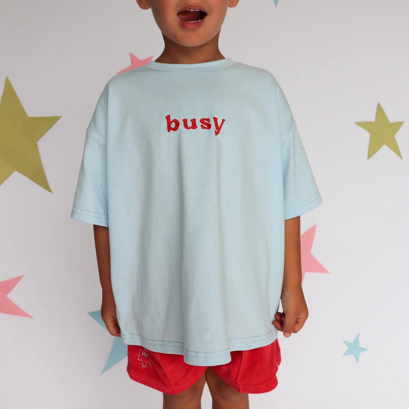 LENN LABEL BUSY TEE: SKY BLUE