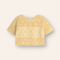 ILLOURA THE LABEL FILET CROCHET CROP: BUTTER