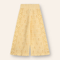 ILLOURA THE LABEL FILET CROCHET PANTS: BUTTER