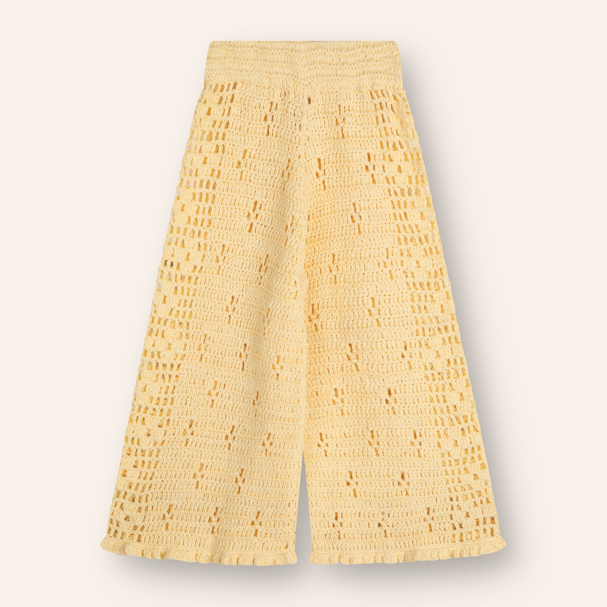 ILLOURA THE LABEL FILET CROCHET PANTS: BUTTER