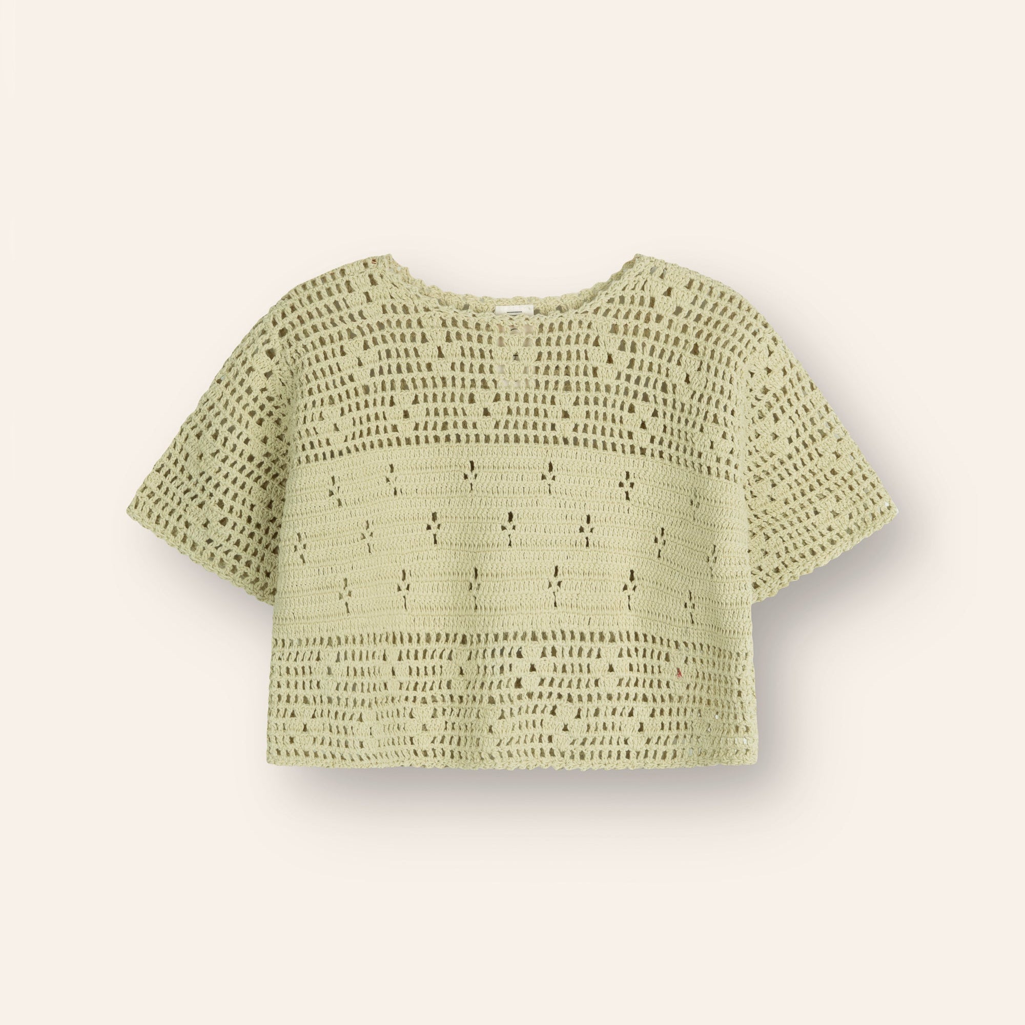 ILLOURA THE LABEL FILET CROCHET CROP: MOSS