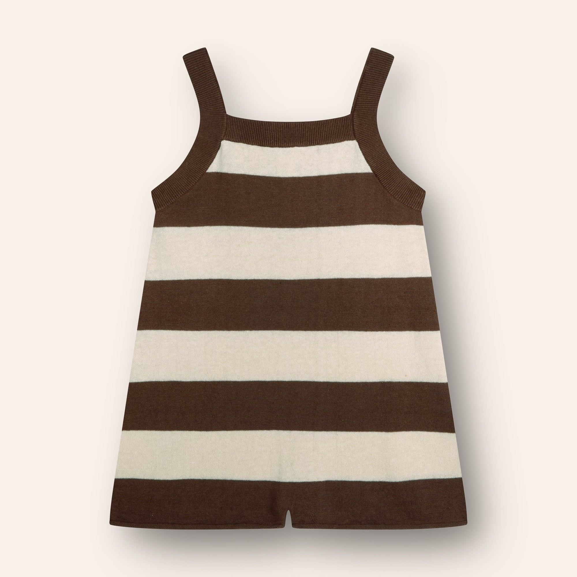 ILLOURA THE LABEL LIGHT WEIGHT KNIT ROMPER: COCOA STRIPE