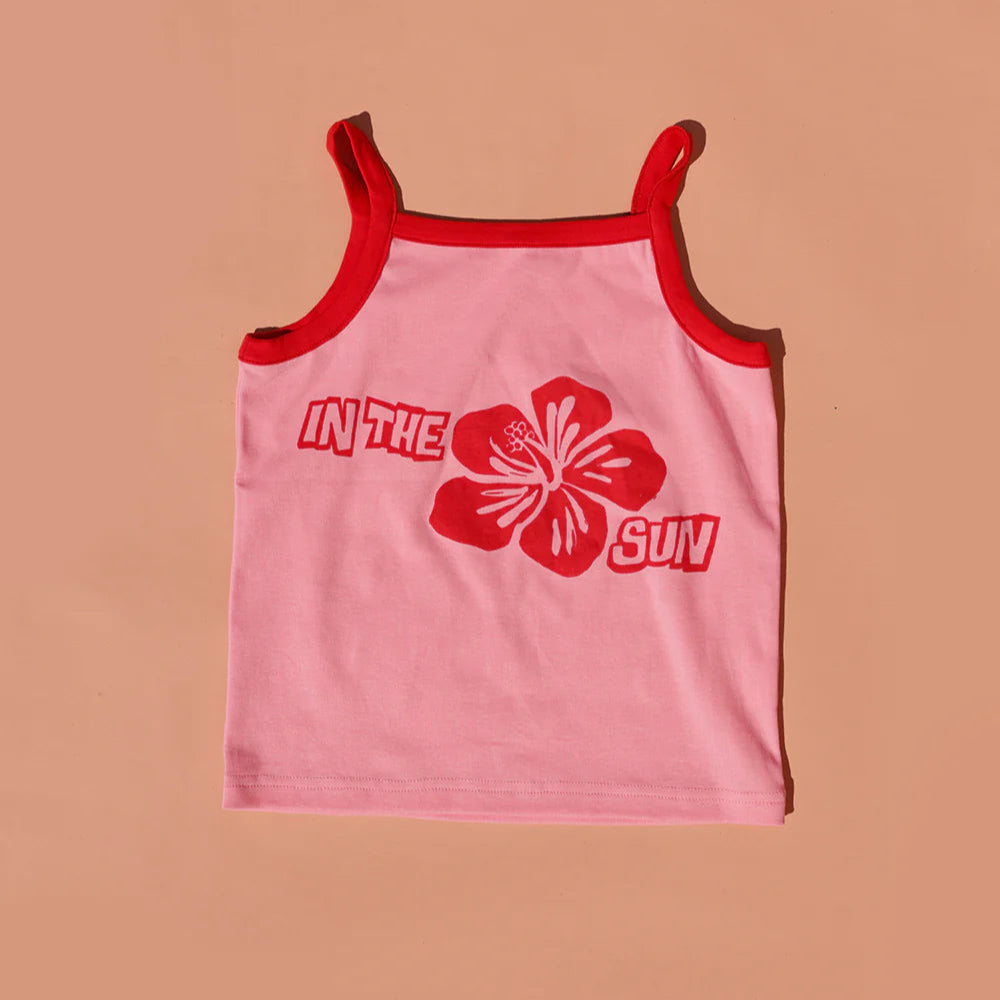 SMALL SWIM CLUB PINK & RED HIBISCUS SINGLET