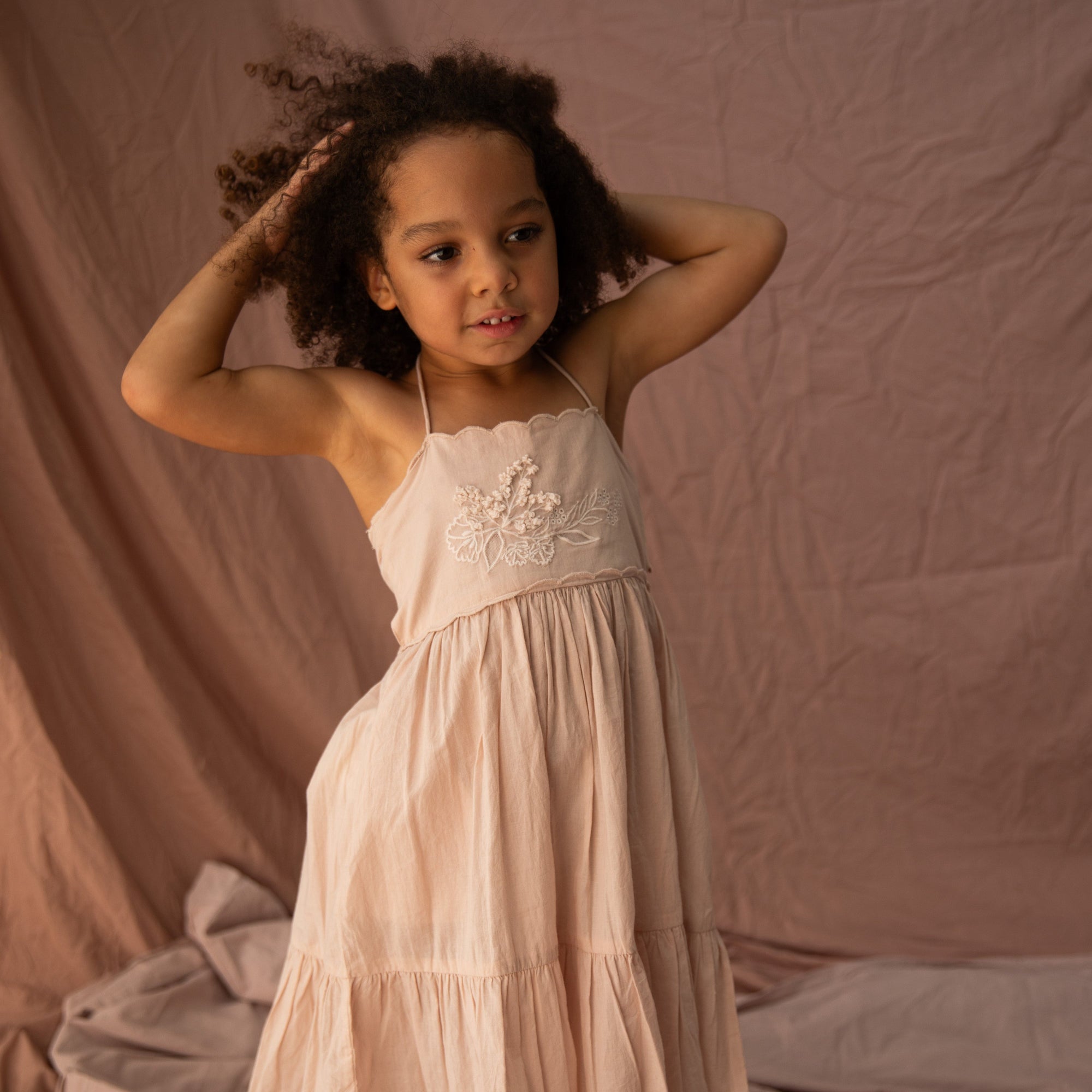 BELLA + LACE ISABELLA DRESS: ALMOND