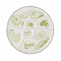 DELI CERAMIC DIVIDED CHEESE PLATTER: LRG/GREEN