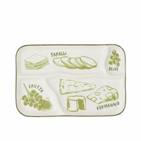DELI CERAMIC DIVDED CHEESE PLATTER: SML/GREEN
