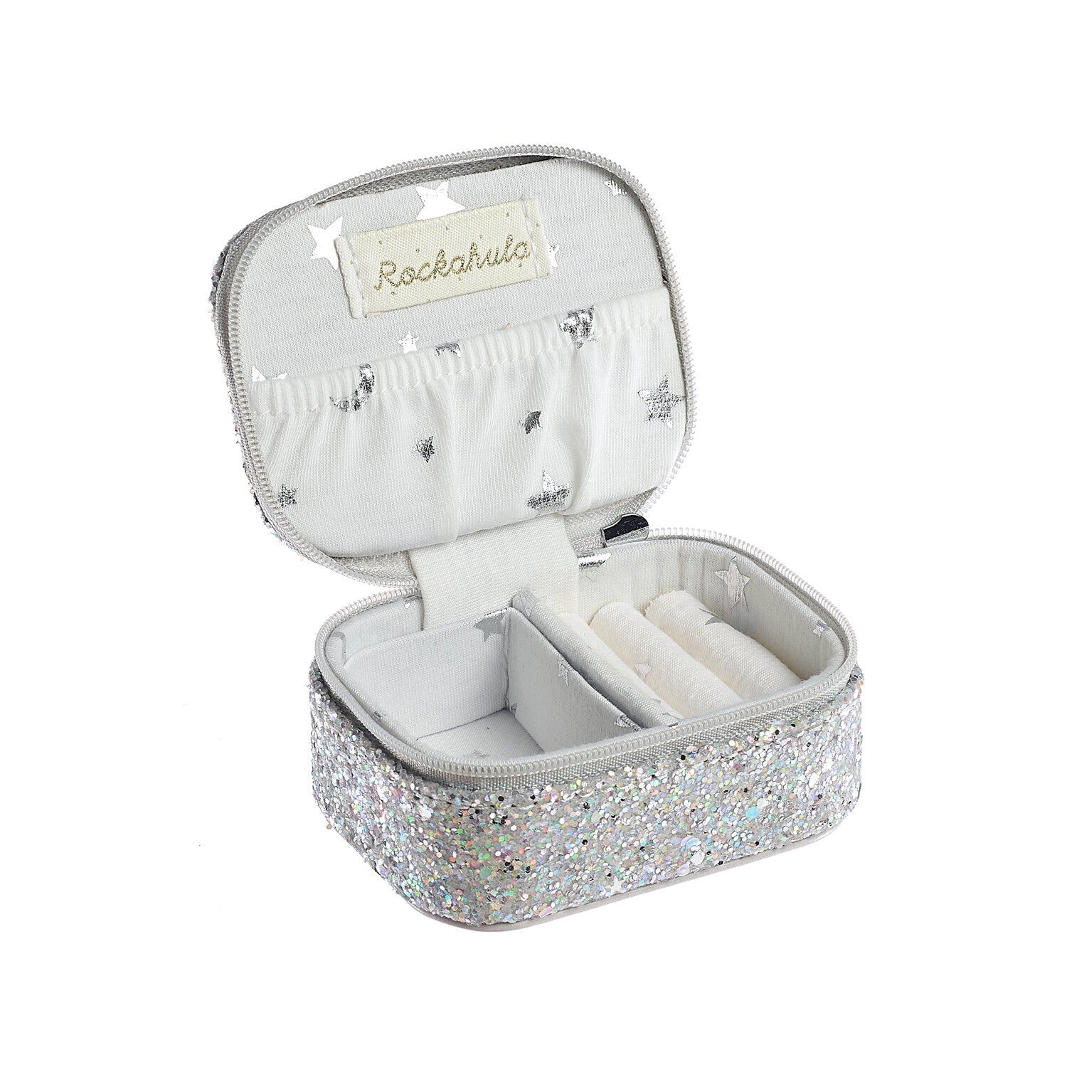 ROCKAHULA KIDS CONFETTI GLITTER SILVER MINI JEWELLERY BOX