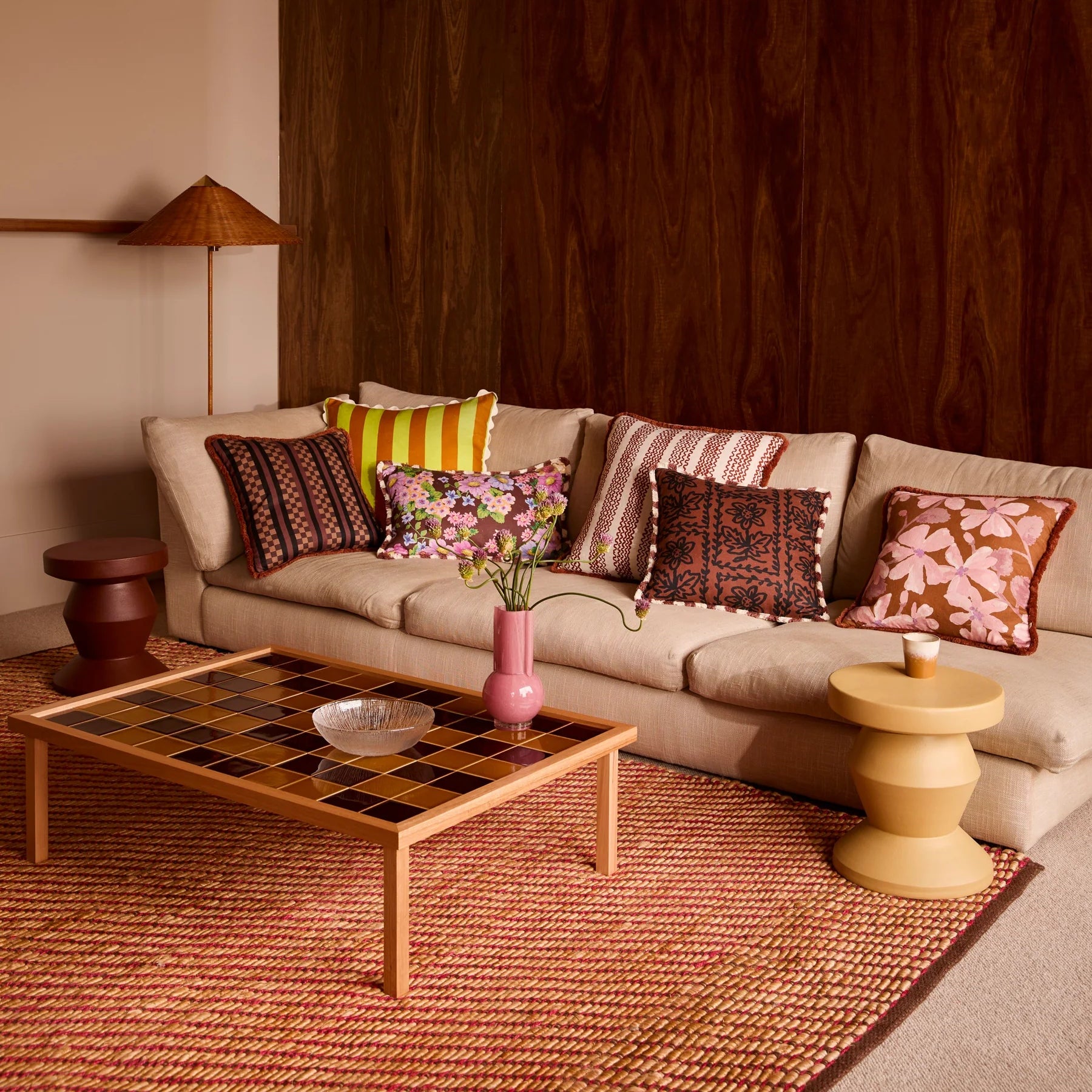 BONNIE AND NEIL FRIDA PINK JUTE RUG: LARGE