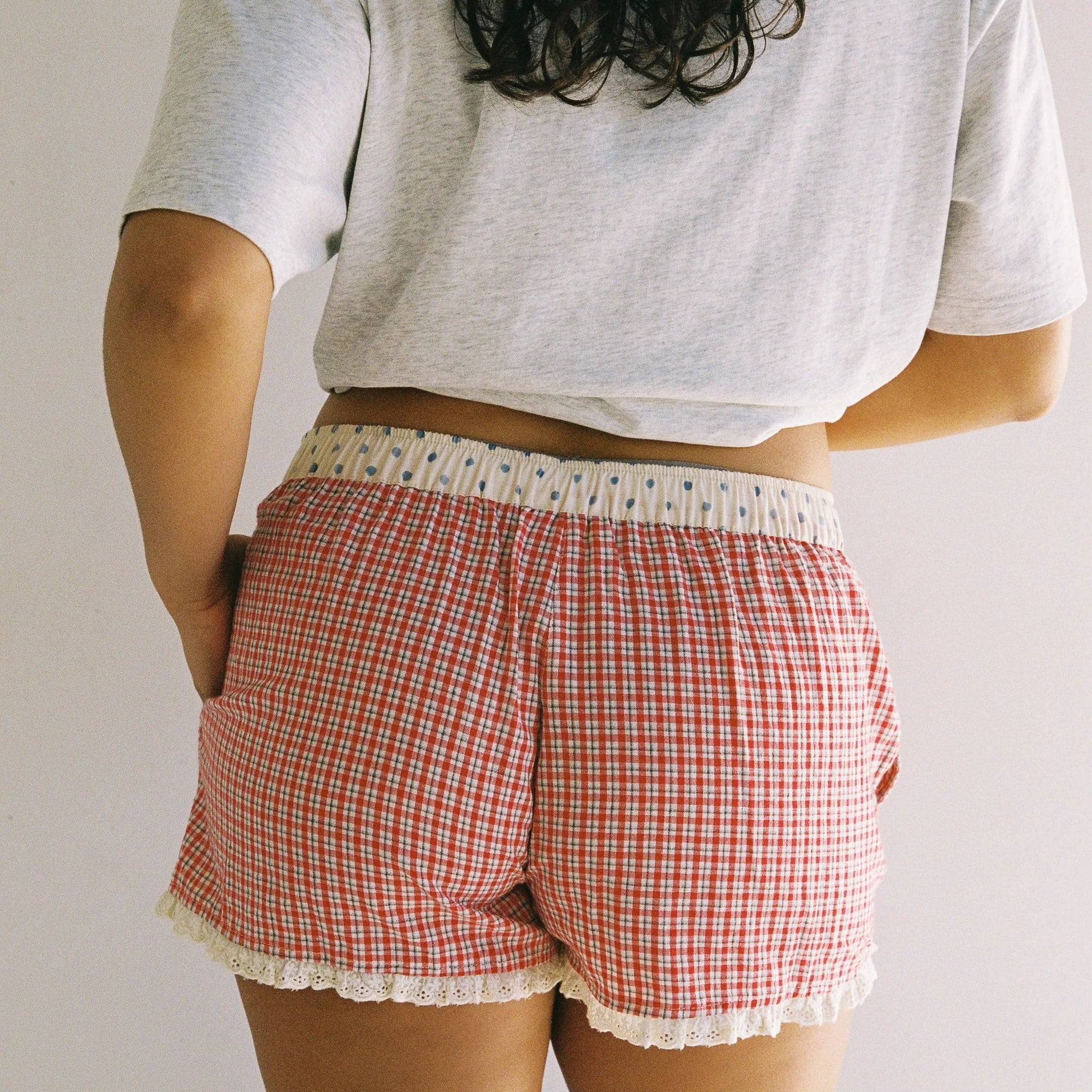 JUNI JOSIE BOXER SHORT: RED CHECK