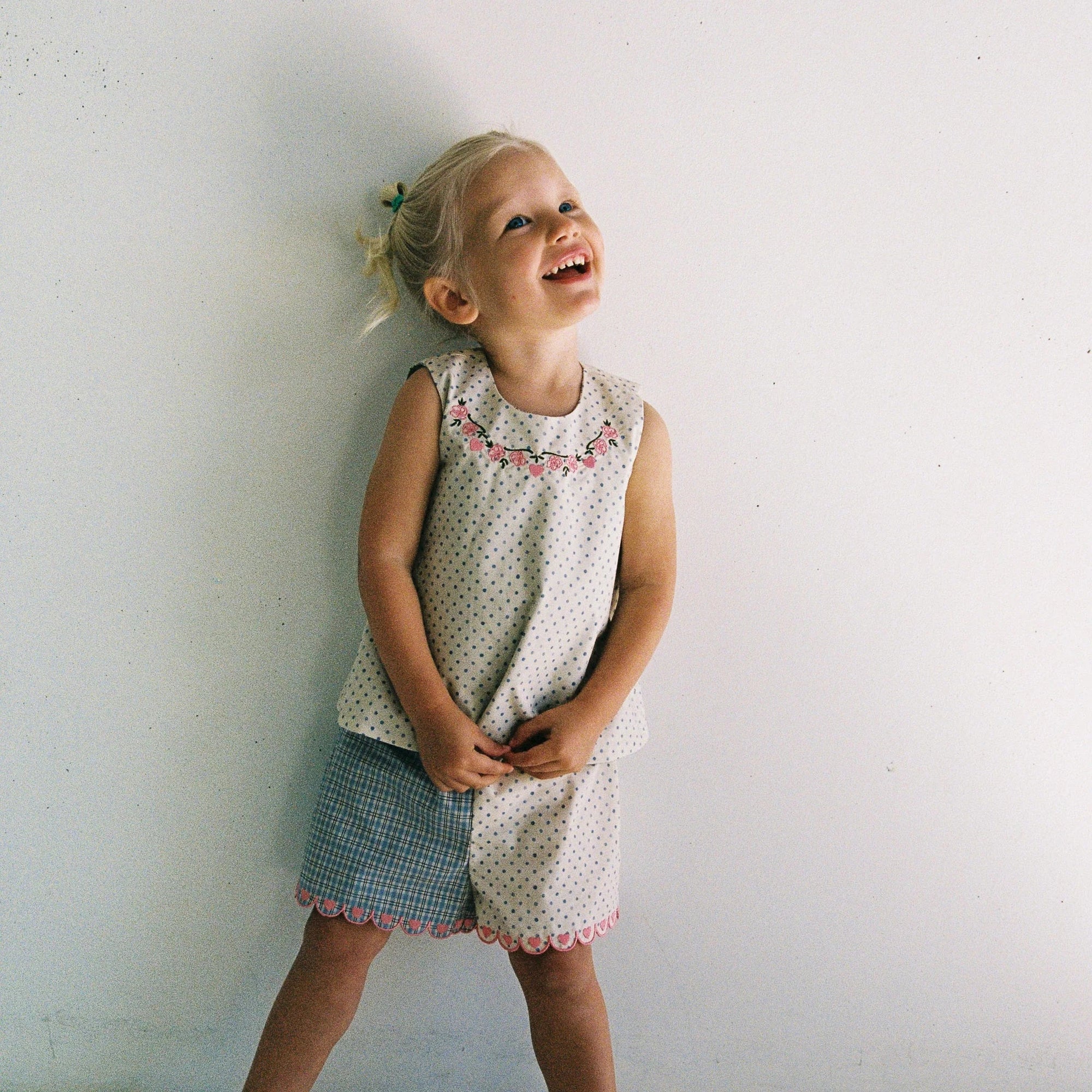 JUNI REVERSIBLE DELLA TOP: BLUE CHECK