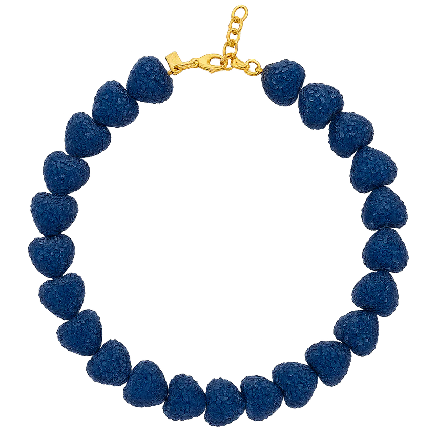 CRYSTAL HAZE JELLY HEART NECKLACE: SAPPHIRE