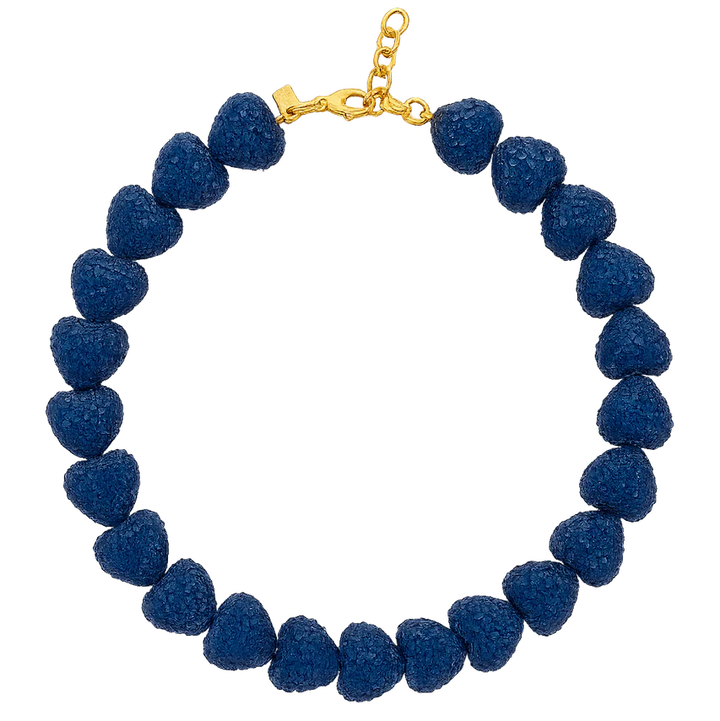 CRYSTAL HAZE JELLY HEART NECKLACE: SAPPHIRE